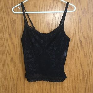 Vassarette lace camisole in black.